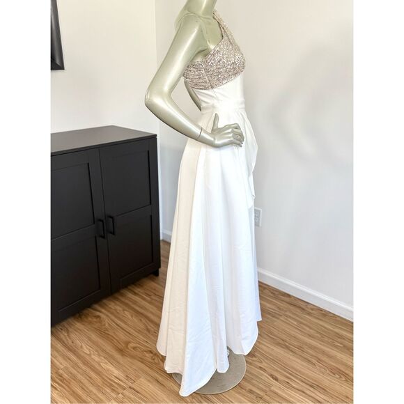 JAYGODFREY White and Silver One-Shoulder Jumpsuit - Picture 8 of 14